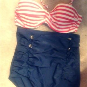 Pin up Rockabilly style  high waisted bikini